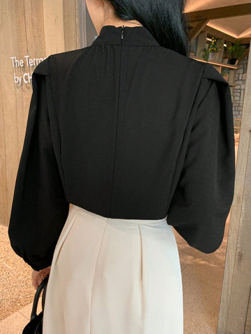 DAZY French Style Stand Collar Casual Loose Women Shirt