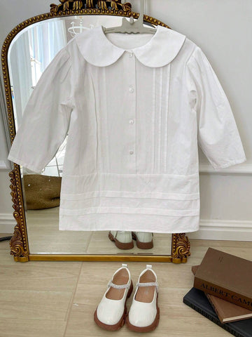 DAZY Girl's Casual Solid Color Long Sleeve Dress, Spring Autumn