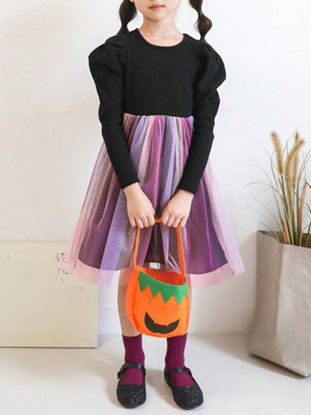 DAZY Girls' Round Neck Puff Sleeve Casual Dress, Toddler Size