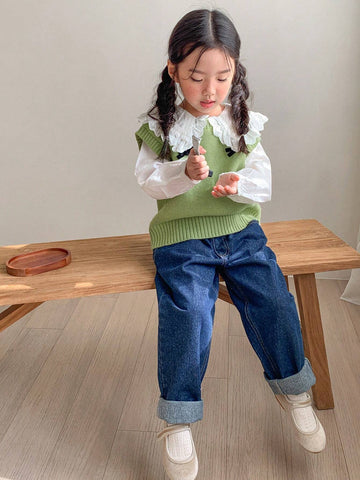 DAZY Girls Round Neck Sweater Vest