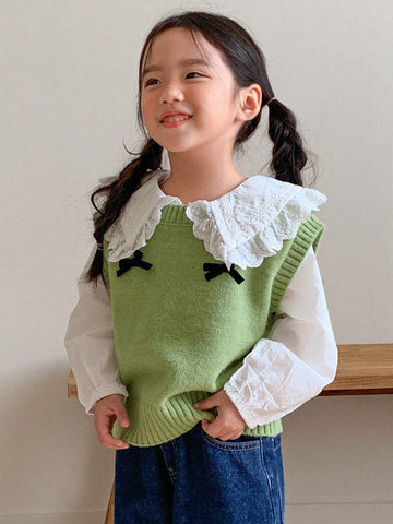 DAZY Girls Round Neck Sweater Vest