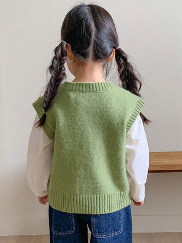 DAZY Girls Round Neck Sweater Vest