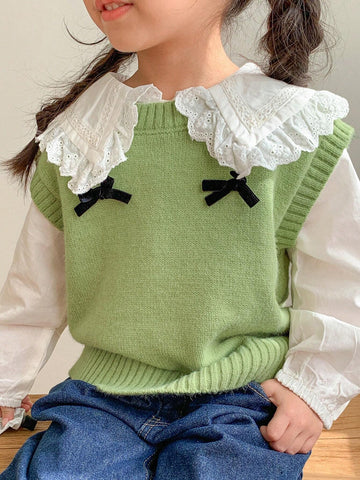 DAZY Girls Round Neck Sweater Vest