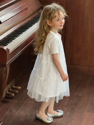 DAZY Girls Short Sleeve Round Neck A-Line Dress, Summer Young Girl Fall Clothes