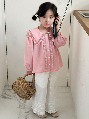 DAZY Girls (Small) Lace Patchwork Shirt, Young Girl Fall Clothes