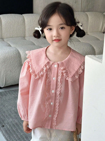 DAZY Girls (Small) Lace Patchwork Shirt, Young Girl Fall Clothes