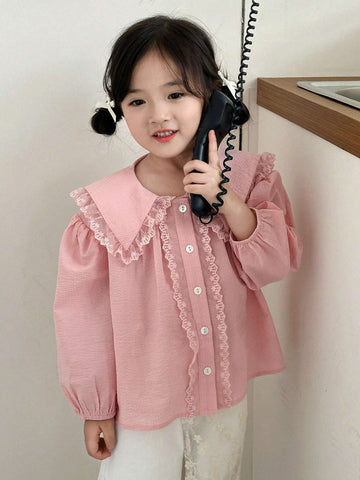 DAZY Girls (Small) Lace Patchwork Shirt, Young Girl Fall Clothes