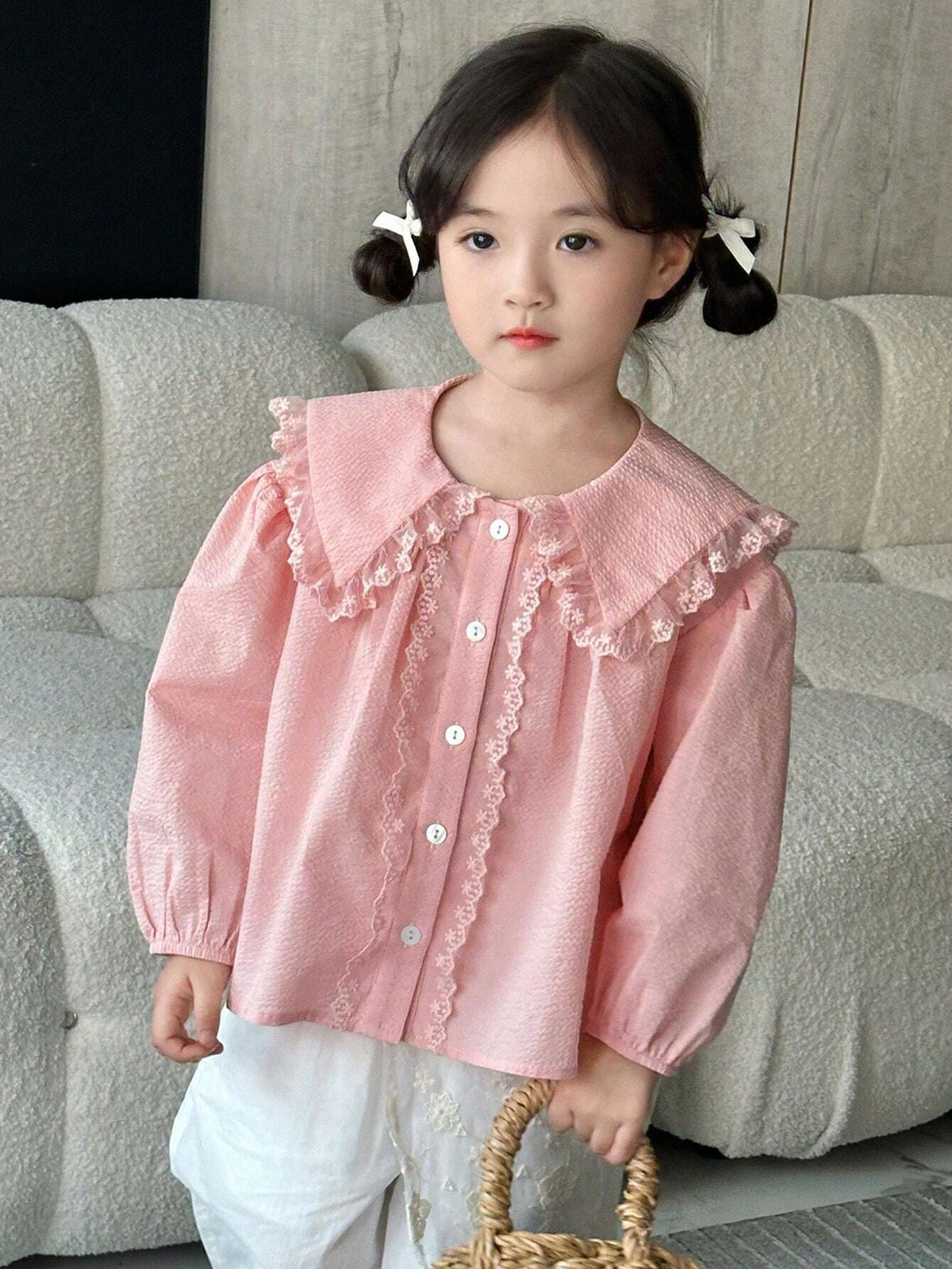 DAZY Girls (Small) Lace Patchwork Shirt, Young Girl Fall Clothes