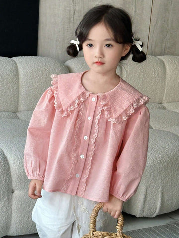 DAZY Girls (Small) Lace Patchwork Shirt, Young Girl Fall Clothes