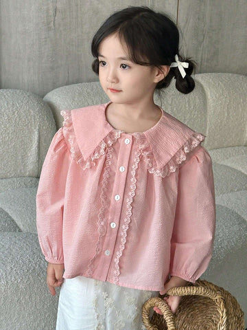 DAZY Girls (Small) Lace Patchwork Shirt, Young Girl Fall Clothes