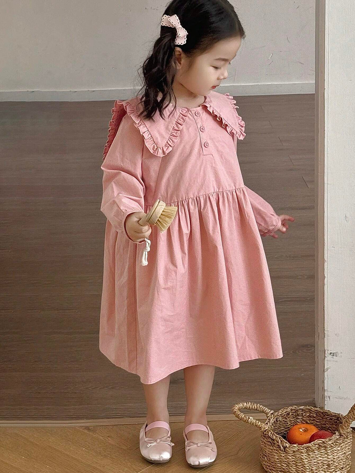 DAZY Girls (Small) Solid Color Collared Dress, Fall