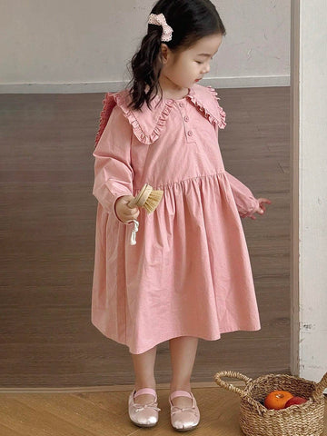 DAZY Girls (Small) Solid Color Collared Dress, Fall