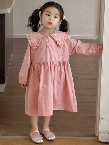 DAZY Girls (Small) Solid Color Collared Dress, Fall