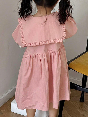 DAZY Girls (Small) Solid Color Collared Dress, Fall