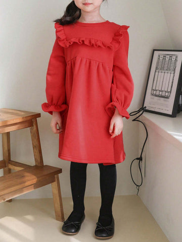 DAZY Girls (Small) Solid Color Crew Neck Casual Dress