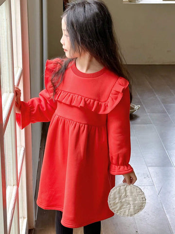 DAZY Girls (Small) Solid Color Crew Neck Casual Dress