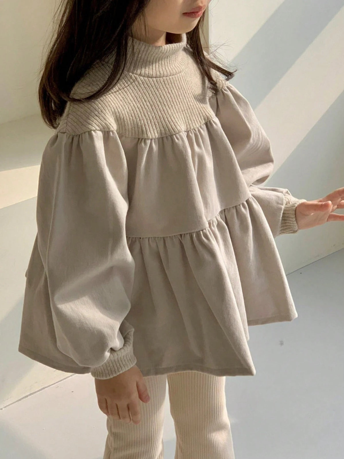 DAZY Girls (Small) Turtleneck Patchwork Dress, Young Girl Fall Clothes