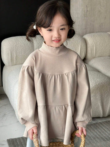 DAZY Girls (Small) Turtleneck Patchwork Dress, Young Girl Fall Clothes