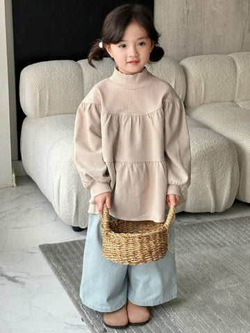 DAZY Girls (Small) Turtleneck Patchwork Dress, Young Girl Fall Clothes