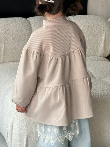 DAZY Girls (Small) Turtleneck Patchwork Dress, Young Girl Fall Clothes