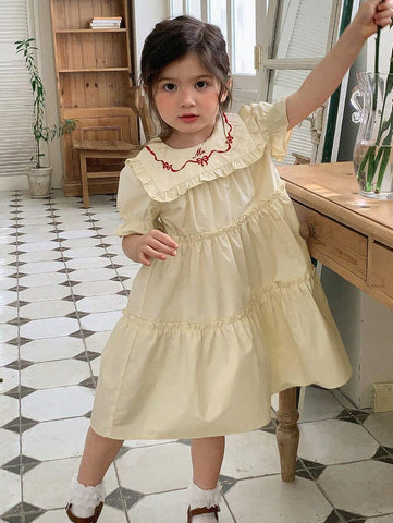 DAZY Girls (Toddler) Round Neck Summer Butterfly Embroidery Dress