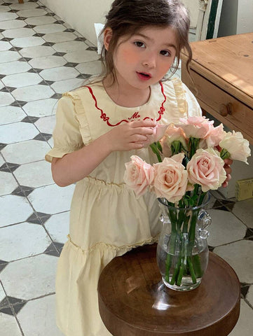 DAZY Girls (Toddler) Round Neck Summer Butterfly Embroidery Dress