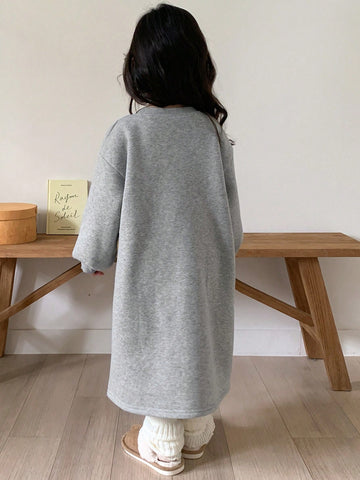 DAZY Girls (Young Girl) Round Neck Knitted Bear Print Straight Dress