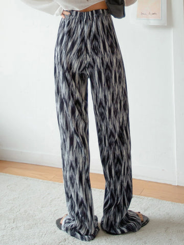 DAZY High Waist Brush Print Plisse Pants