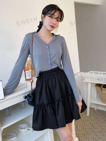 DAZY High Waist Frill Trim Skirt