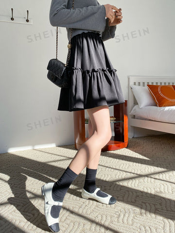 DAZY High Waist Frill Trim Skirt