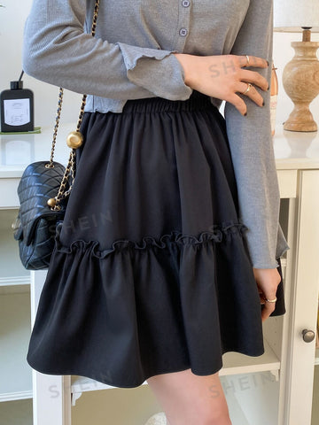 DAZY High Waist Frill Trim Skirt