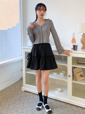 DAZY High Waist Frill Trim Skirt