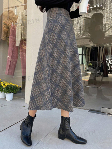 DAZY High Waist Plaid Print Skirt