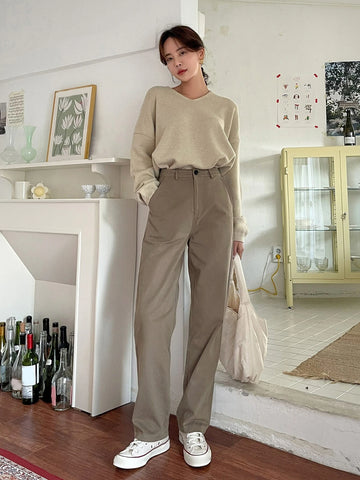 DAZY High Waist Slant Pocket Straight Leg Pants