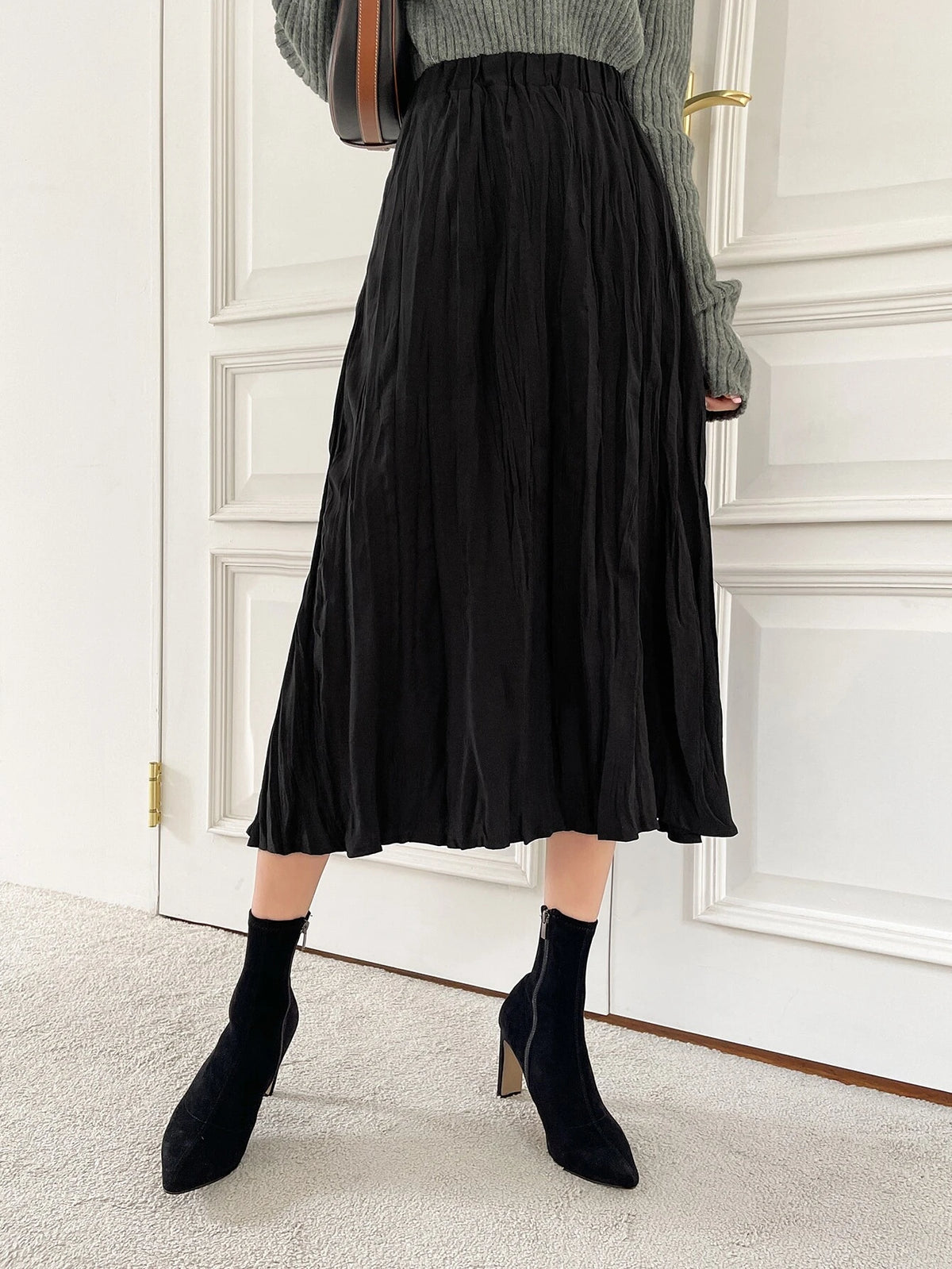 DAZY High Waist Solid A-line Skirt