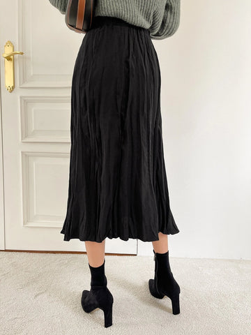 DAZY High Waist Solid A-line Skirt