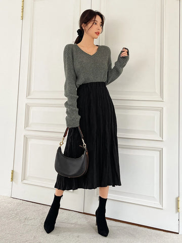 DAZY High Waist Solid A-line Skirt