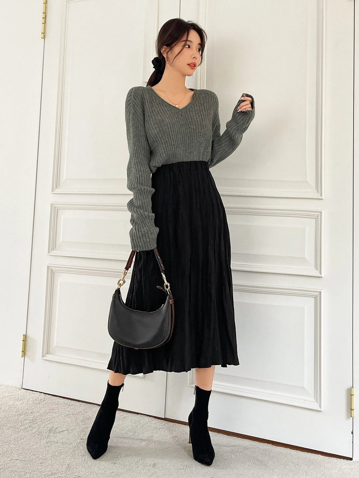 DAZY High Waist Solid A-line Skirt