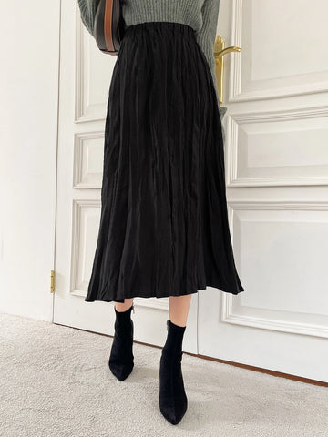 DAZY High Waist Solid A-line Skirt