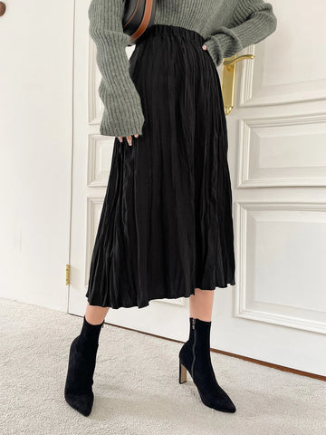 DAZY High Waist Solid A-line Skirt