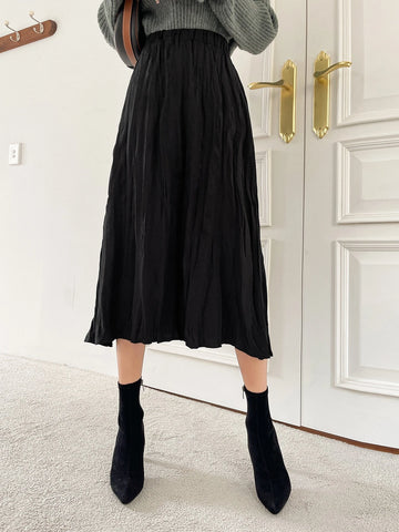 DAZY High Waist Solid A-line Skirt