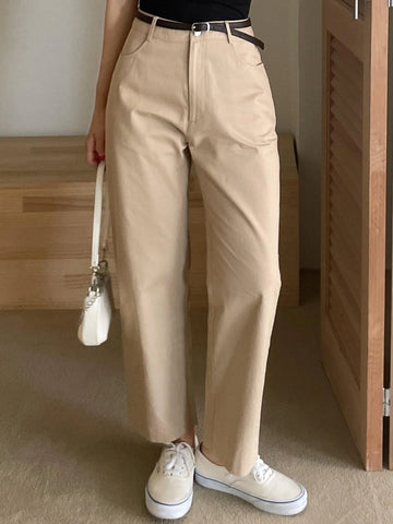 DAZY High Waist Straight Leg Pants Without Belt