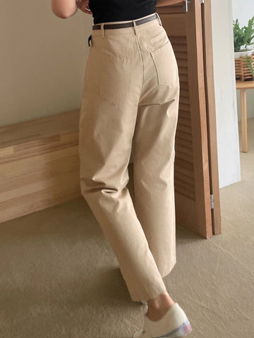 DAZY High Waist Straight Leg Pants Without Belt