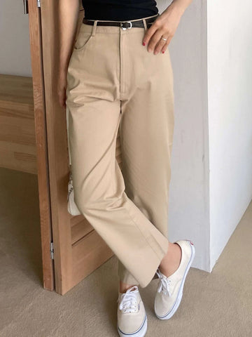 DAZY High Waist Straight Leg Pants Without Belt