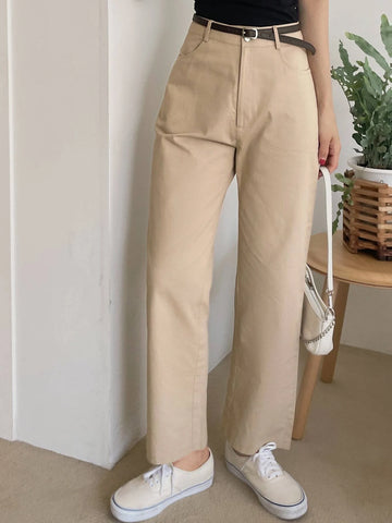DAZY High Waist Straight Leg Pants Without Belt