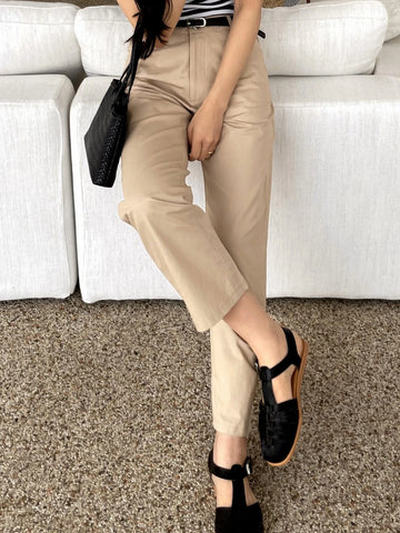 DAZY High Waist Straight Leg Pants Without Belt
