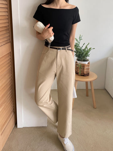 DAZY High Waist Straight Leg Pants Without Belt