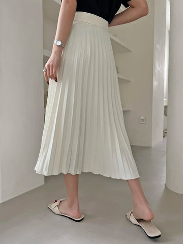 DAZY High Waist Wrap Hem Belted Pleated Skirt