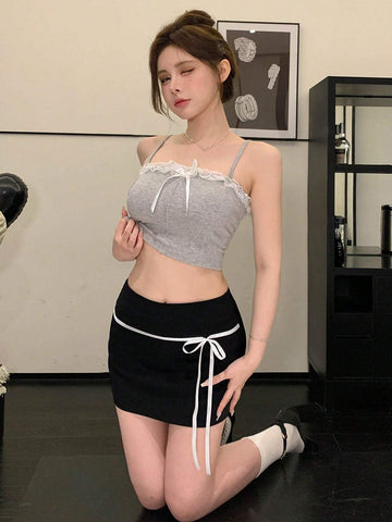 DAZY Ladies' Color Block Simple Daily Wear Skirt