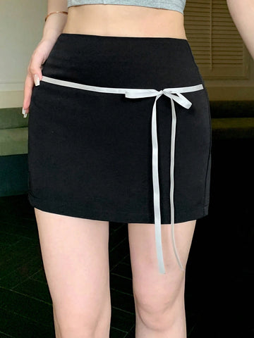 DAZY Ladies' Color Block Simple Daily Wear Skirt